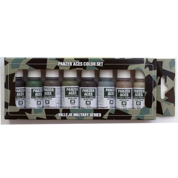 70128 Vallejo Panzer Aces Set - German Crew Uniforms (8x17ml)