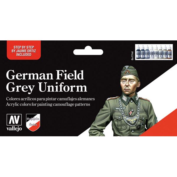 70181 Vallejo Model Colour Set - German Field Grey Uniform (8) by Jaume Ortiz (8x17ml)