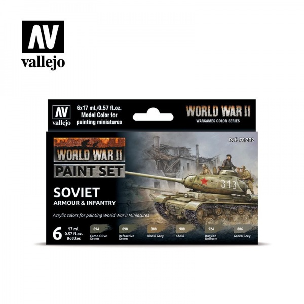 70202 Model Color Set - WWII Soviet Armour & Infantry (6)