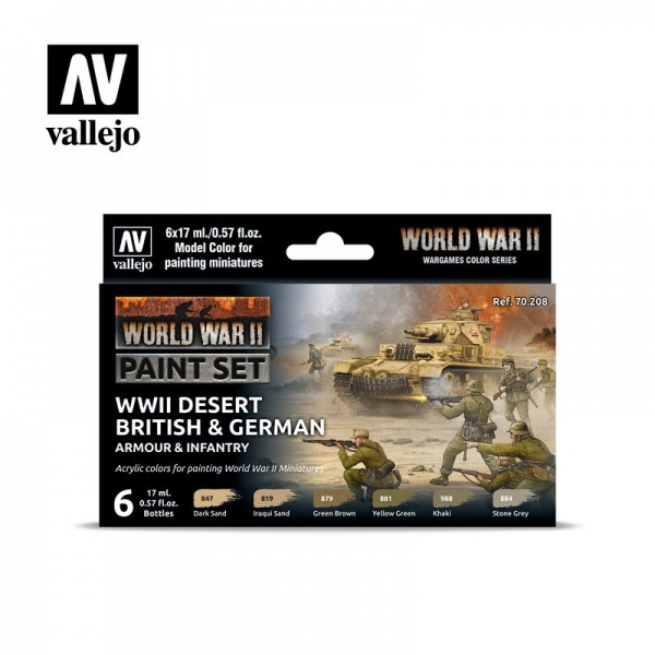 70208 Model Color Set - WWII Desert British and German Armour & Infantry (6)