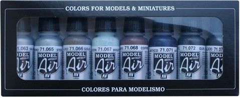 Acrylic colors set Vallejo Model Color 8 colors Set 70118 Metallic Colors  (8)