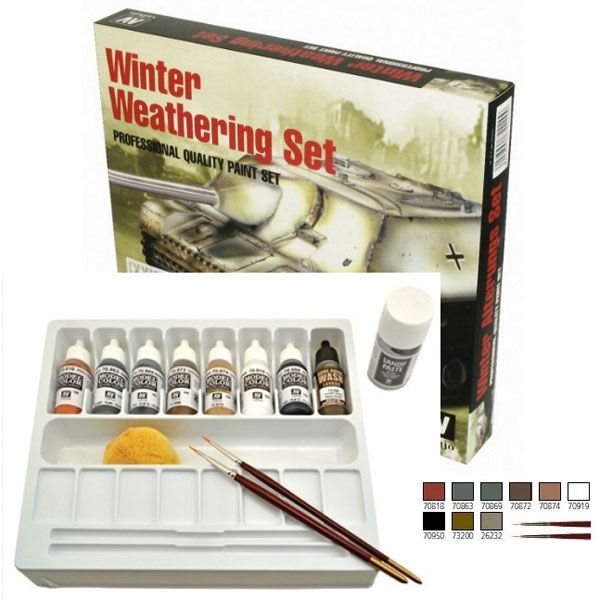 72220 Model Color Set - Winter Weathering (9x17ml) + 2 Brushes
