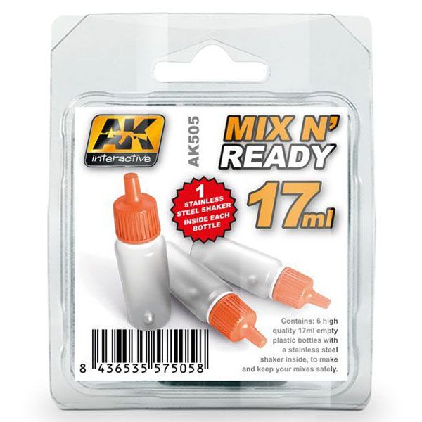 AK MIX 'N READY, 6x17ML BOTTLES WITH SHAKERS