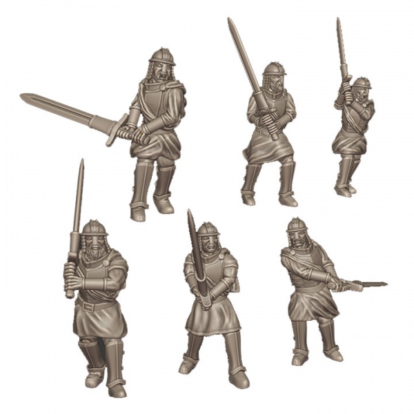 QM3D Longswordsmen, Group of 6, 28mm Scale