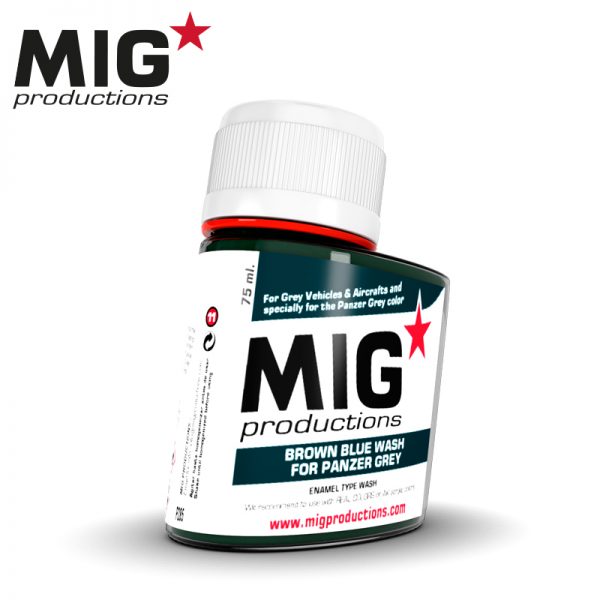 MIG Washes, Brown-Blue Wash for Panzer Grey, 75ml