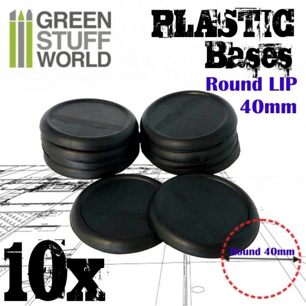 Plastic Bases, Round Lip, 40mm