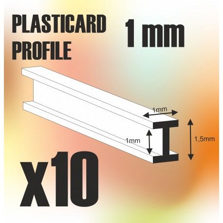 ABS Plasticard - Double-T Profile, 1mm, Pack of 10