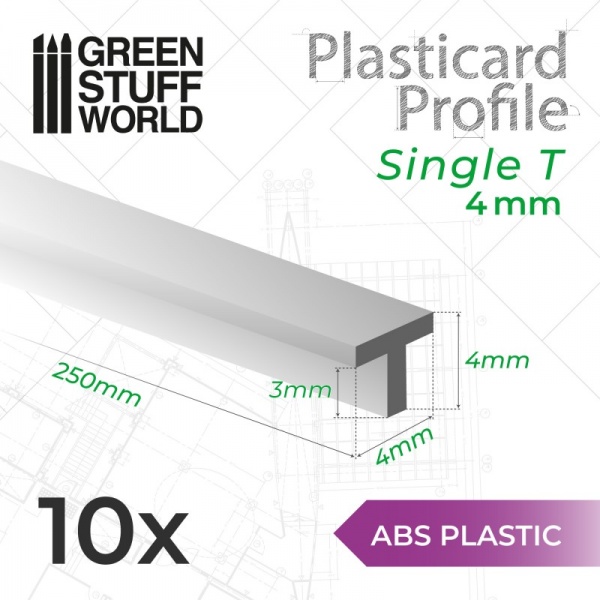 ABS Plasticard - T-Profile - 4MM