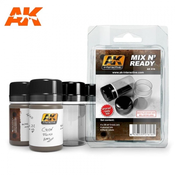 AK MIX 'N READY, 4x35ML JARS WITH LABELS