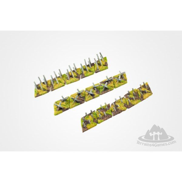 ANTI TANK DEFENCE SET, READY PAINTED, 15MM