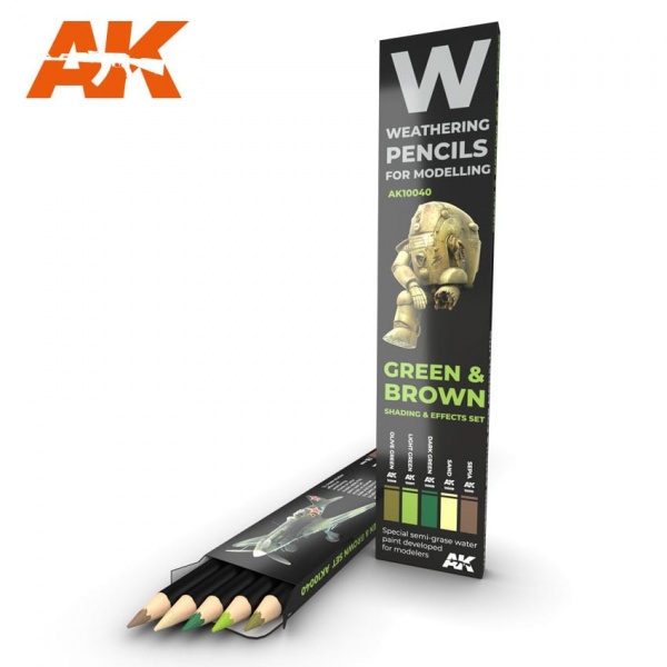 GREEN & BROWN: SHADING & EFFECTS SET, WATERCOLOUR PENCIL SET