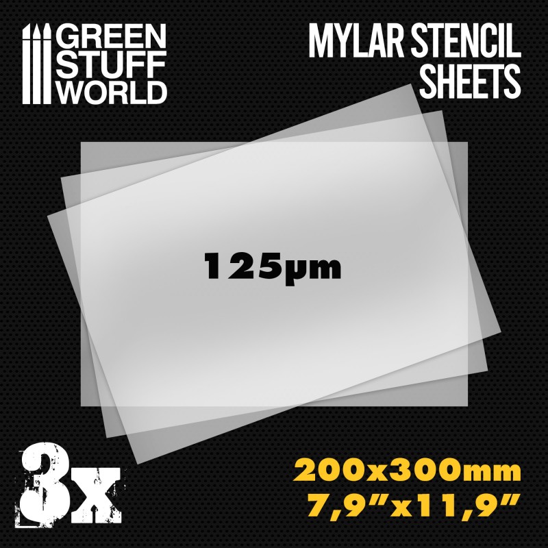 Stencil Sheets, Mylar, 125um, A4 200x300mm, 3-pack
