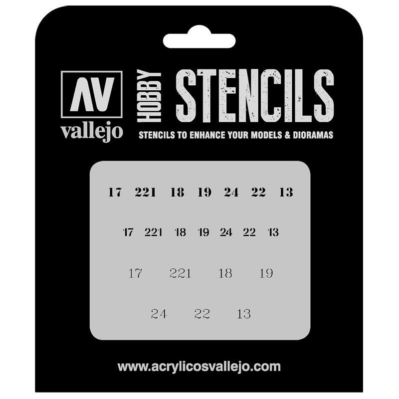 ST-AFV003 Vallejo Hobby Stencils - Soviet Numbers WWII, 1/35 Scale