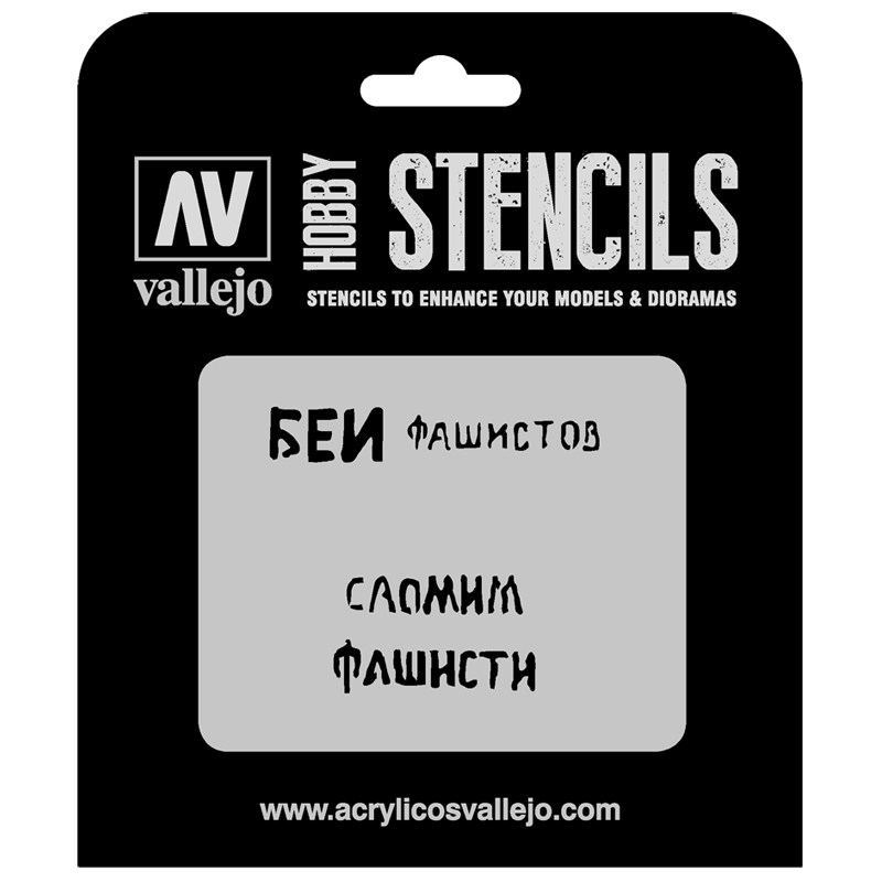 ST-AFV004 Vallejo Hobby Stencils - Soviet Slogans WWII no. 1, 1/35 Scale