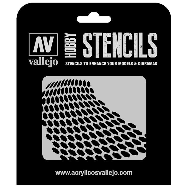 ST-SF003 Vallejo Hobby Stencils - Distorted Honeycomb, 1/35 Scale