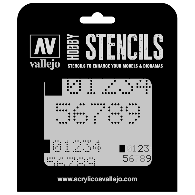 ST-SF004 Vallejo Hobby Stencils - Digital Numbers, 1/35 Scale