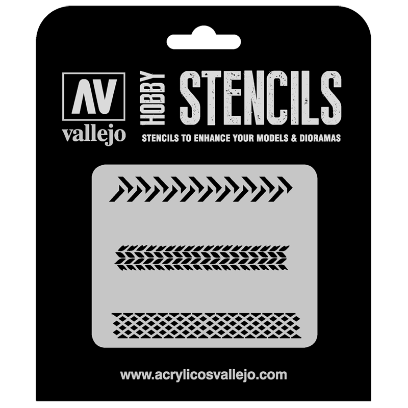 ST-TX002 Vallejo Hobby Stencils - Tyre Marks, 1/35 Scale