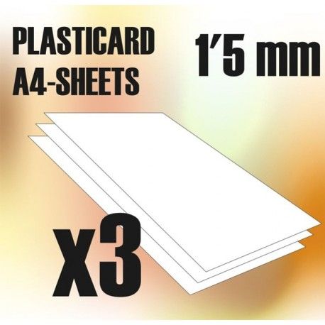 ABS Plasticard A4 - 1.5mm COMBO, 3 sheets