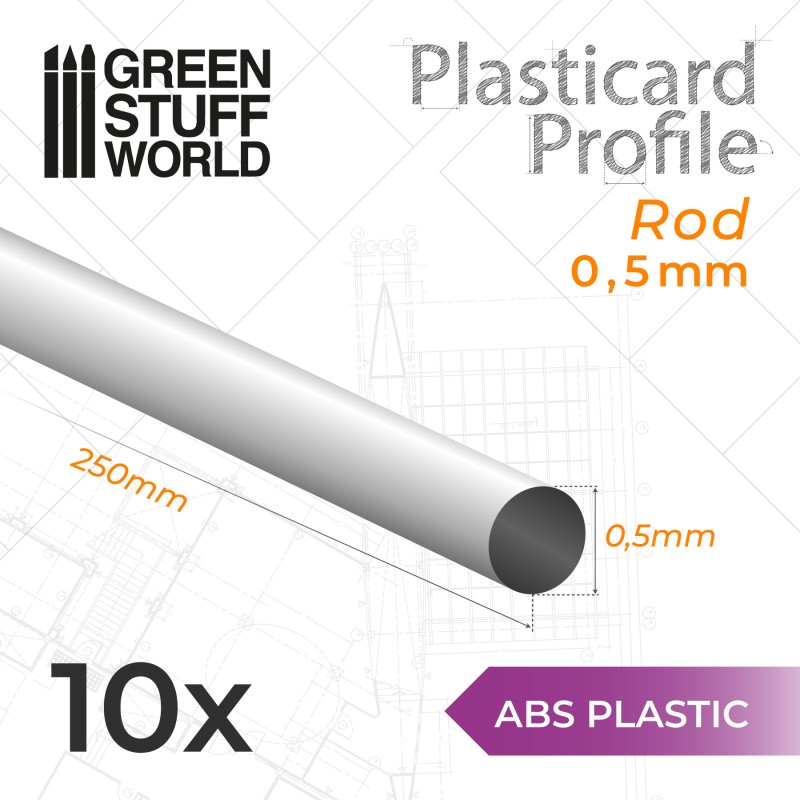 ABS Plasticard - Profile - 0.5MM ROD
