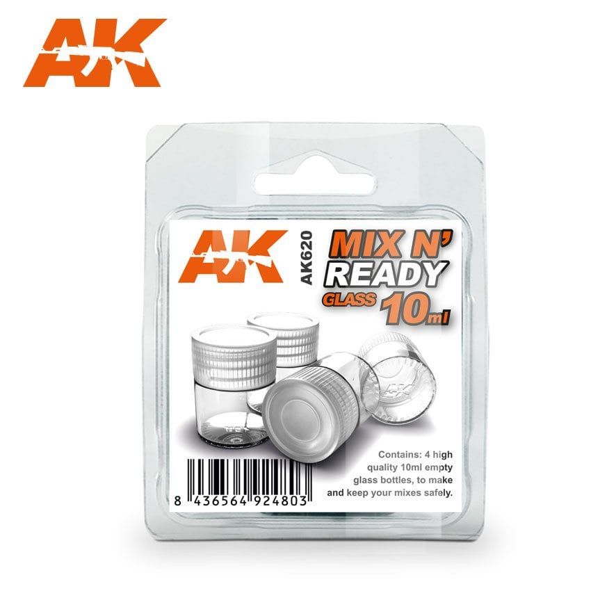 AK MIX 'N READY, GLASS, 4x10ML JARS