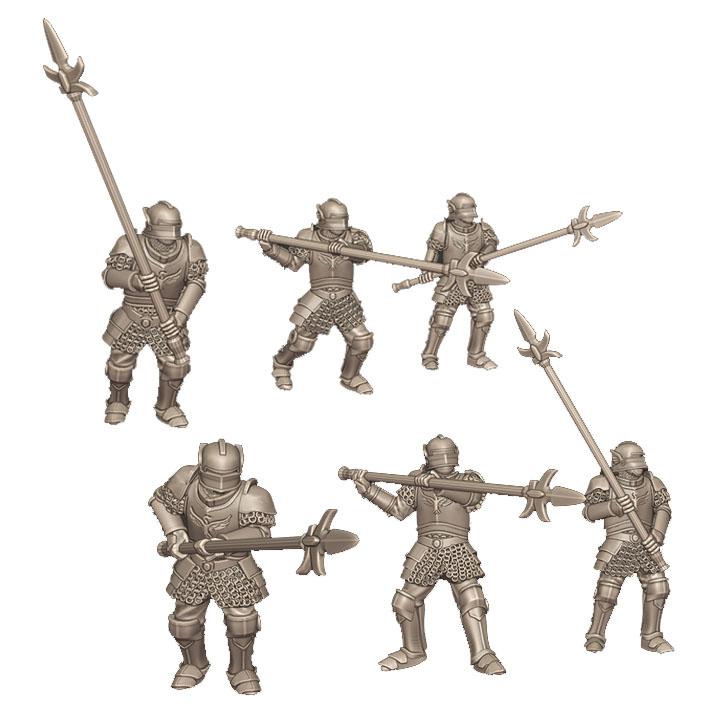 QM3D Pikemen, Group of 6, 28mm Scale