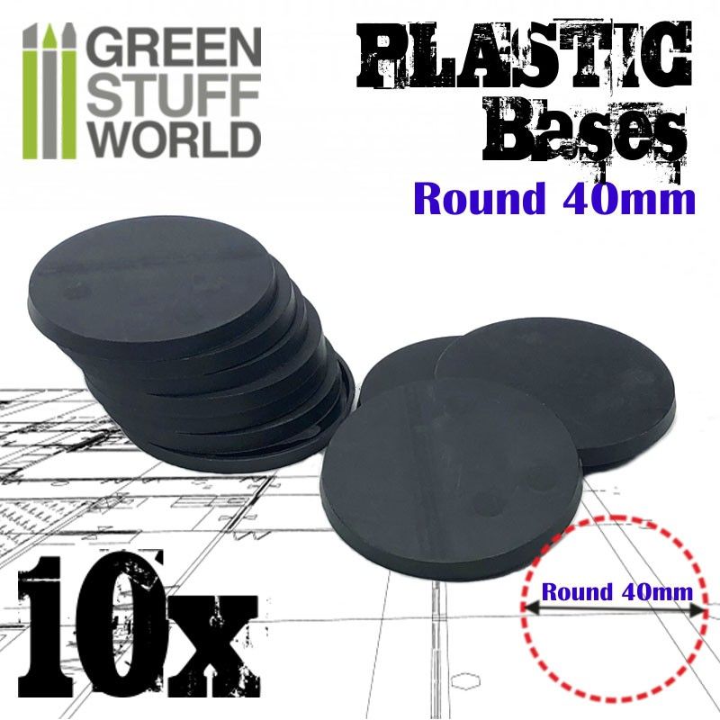 Plastic Bases, Round, BLACK, 40mm