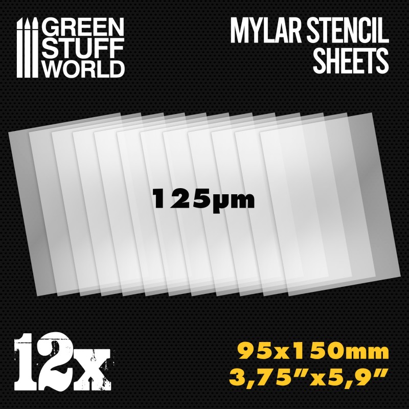 Stencil Sheets, Mylar, 125um, 95x150mm, 12-pack