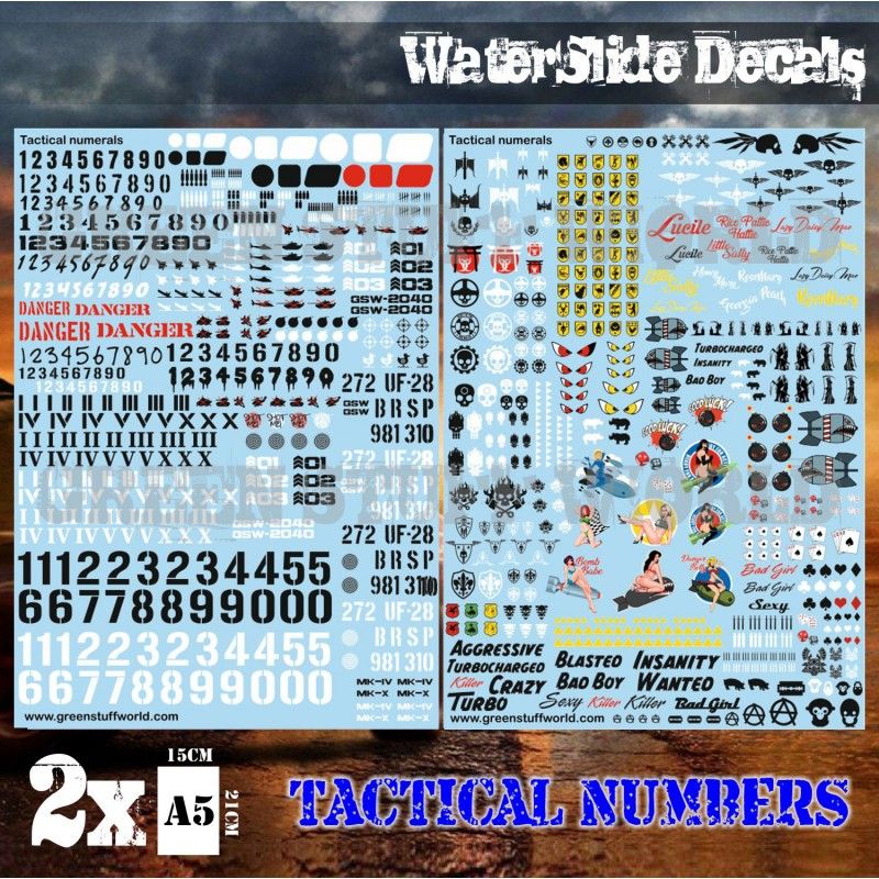 Waterslide Decals - Tactical Numerals & Pinups