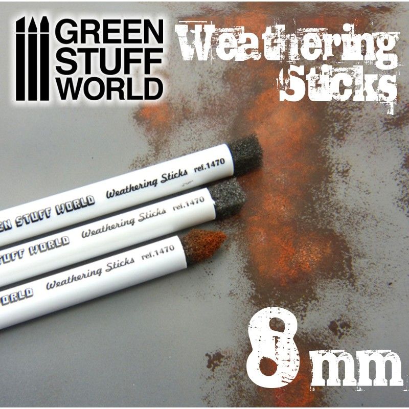Weathering Brush Sticks, 8mm, Set of 3