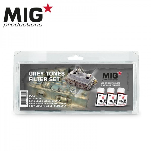 MIG FILTER PAINTS, GREY TONES SET, 3x35ML