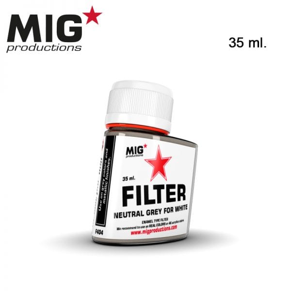 MIG FILTER PAINTS, NEUTRAL GREY FOR WHITE, 35ML