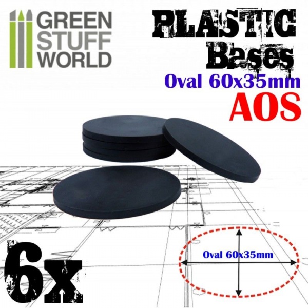 Plastic Bases, Oval Pill, AOS, 60x35mm