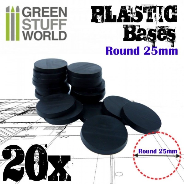 Plastic Bases, Round, BLACK, 25mm