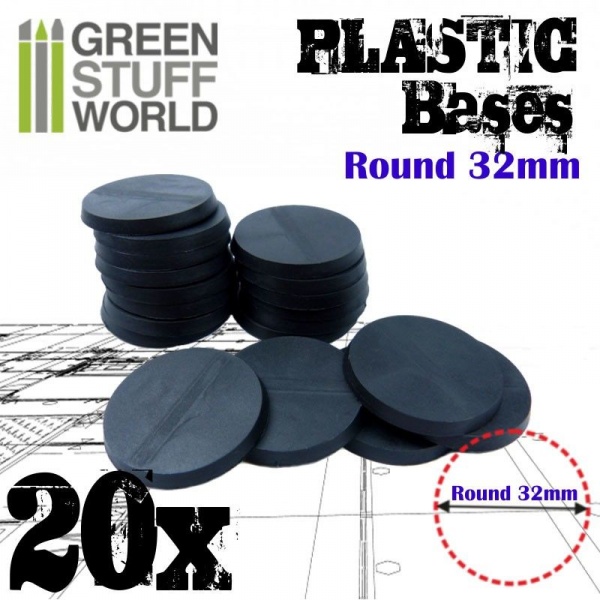Plastic Bases, Round, BLACK, 32mm
