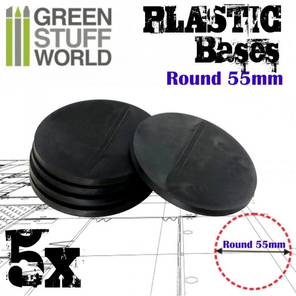 Plastic Bases, Round, BLACK, 55mm