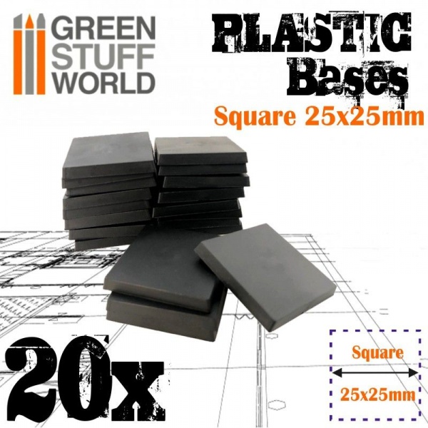 Plastic Bases, Square, 25x25mm
