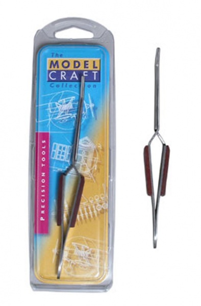 Reverse action curved fibre grip tweezers