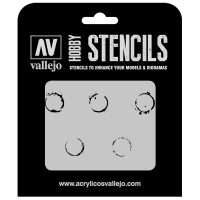 ST-AFV002 Vallejo Hobby Stencils - Drum Oil Marks, 1/35 Scale