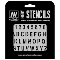 ST-LET002 Vallejo Hobby Stencils - Stamp Font, 1/35 Scale