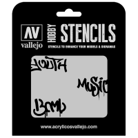 ST-LET003 Vallejo Hobby Stencils - Street Art no. 1, 1/35 Scale