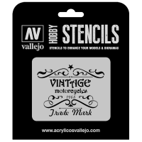 ST-LET005 Vallejo Hobby Stencils - Vintage Motorcycles Sign, 1/35 Scale