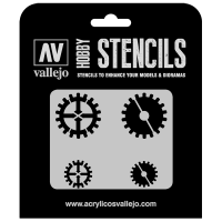 ST-SF001 Vallejo Hobby Stencils - Gear Marks, 1/35 Scale