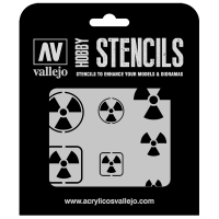 ST-SF005 Vallejo Hobby Stencils - Radioactivity Signs, 1/35 Scale