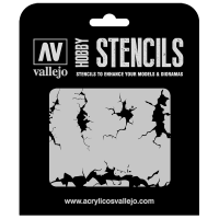 ST-TX001 Vallejo Hobby Stencils - Cracked Wall, 1/35 Scale